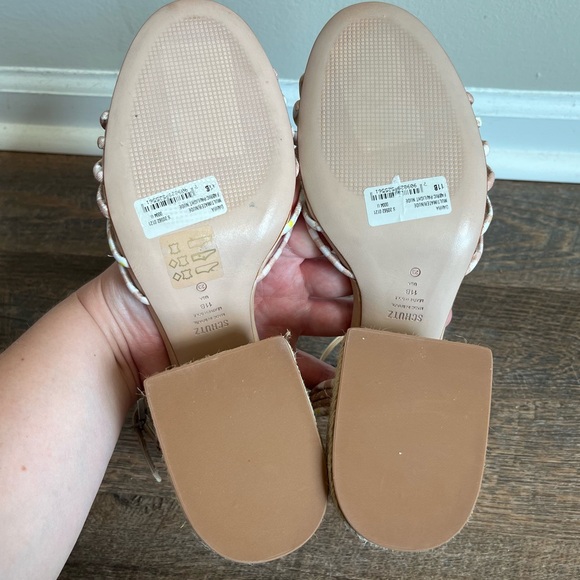 Schutz NWT Dahra Knotted Print Fabric Block Heel Espadrille Sandals Size 11 - Picture 8 of 9